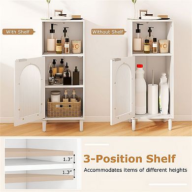 Bathroom Storage Cabinet with Tempered Glass Door and Adjustable Shelf