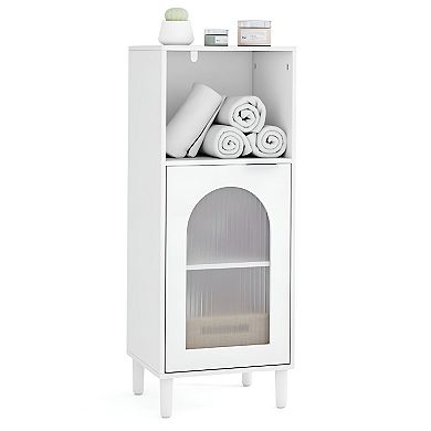 Bathroom Storage Cabinet with Tempered Glass Door and Adjustable Shelf