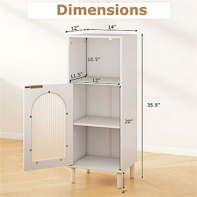 Bathroom Storage Cabinet with Tempered Glass Door and Adjustable Shelf