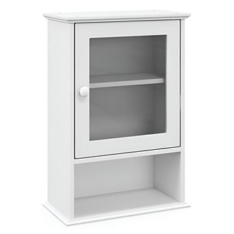 Wall Cabinet with Glass Door Bathroom Storage Organizer with Open Shelf