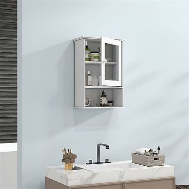 Wall Cabinet with Glass Door Bathroom Storage Organizer with Open Shelf