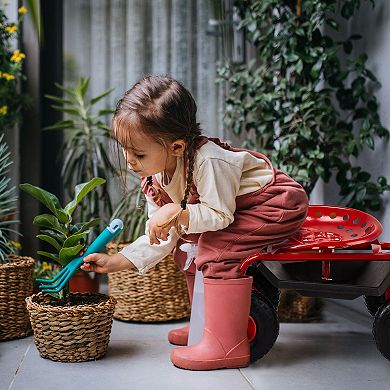 Garden Work Scooter Adjustable Seat, Inflatable Tires, Ample Tool Storage