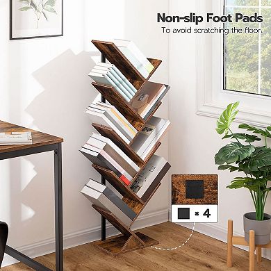 Nine-Tier Tree Bookshelf with Metal Frame for Books, Décor, and Office Storage