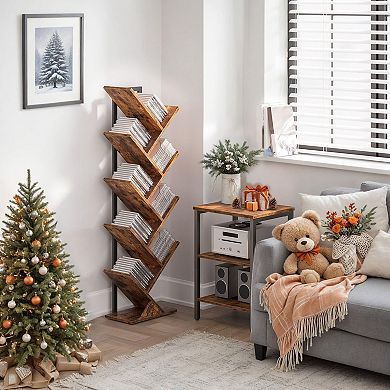 Nine-Tier Tree Bookshelf with Metal Frame for Books, Décor, and Office Storage