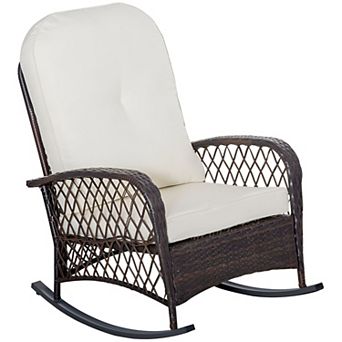 Outdoor Rocking Chair with Steel Frame and Removable Cushion