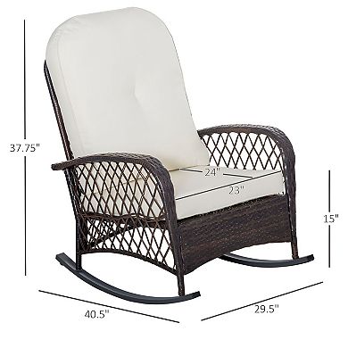 Outdoor Rocking Chair with Steel Frame and Removable Cushion