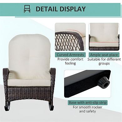 Outdoor Rocking Chair with Steel Frame and Removable Cushion