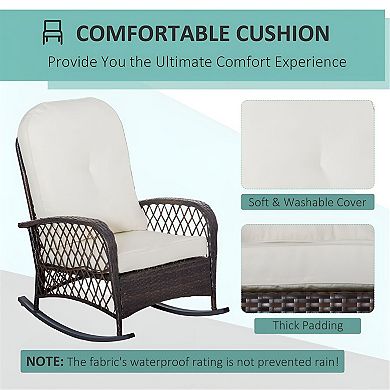 Outdoor Rocking Chair with Steel Frame and Removable Cushion