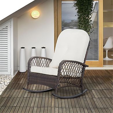 Outdoor Rocking Chair with Steel Frame and Removable Cushion