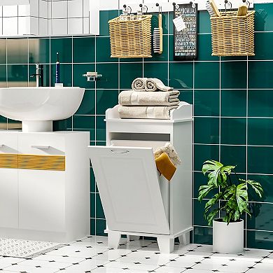 Laundry Hamper Cabinet with Tilt Out Door and Top Shelf, Bathroom Storage Unit