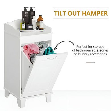 Laundry Hamper Cabinet with Tilt Out Door and Top Shelf, Bathroom Storage Unit