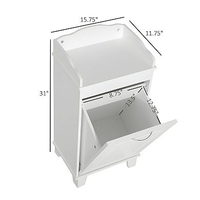 Laundry Hamper Cabinet with Tilt Out Door and Top Shelf, Bathroom Storage Unit