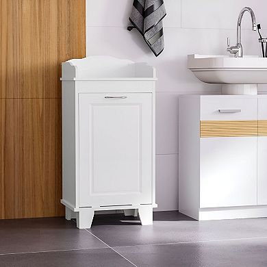 Laundry Hamper Cabinet with Tilt Out Door and Top Shelf, Bathroom Storage Unit