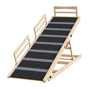 5-Height Adjustable Dog Ramp for Beds, Sofas, or Furniture, Carpeted Steps