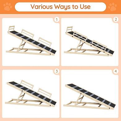5-Height Adjustable Dog Ramp for Beds, Sofas, or Furniture, Carpeted Steps