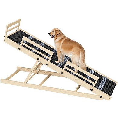 5-Height Adjustable Dog Ramp for Beds, Sofas, or Furniture, Carpeted Steps