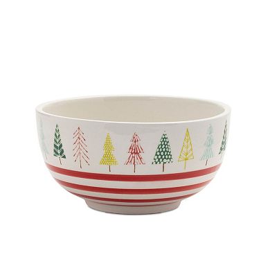 Set of 4 Ceramic Bowls with Tree Pattern Snack Bowls for Serving Desserts and Small Portions