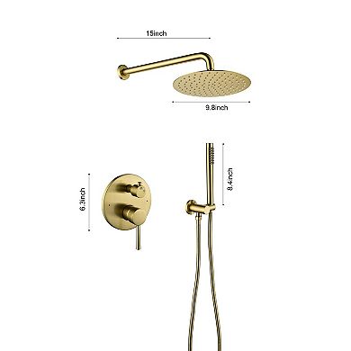 Wall-Mount Shower System with Handheld Sprayer and Pressure-Balancing Valve
