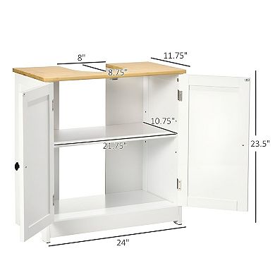 Under Sink Bathroom Storage Cabinet with U-Shaped Cutout and Double Doors