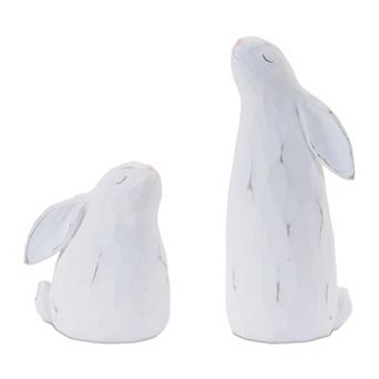 Set of 4 Bunny Figurine Tabletop Decor with Soft Sculpted Details for Indoor Display