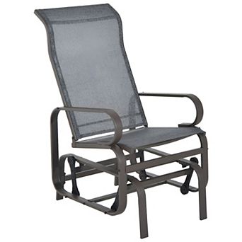 Outdoor Gliding Chair for Porch with Mesh Seat and Powder Coated Steel Frame