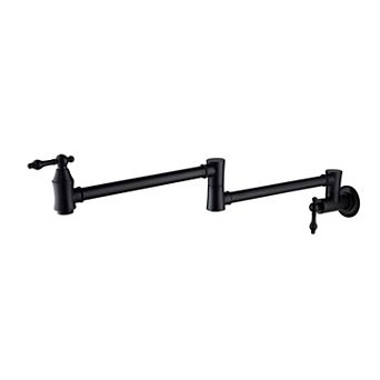 Wall-Mounted Pot Filler Faucet with Swivel Spout and Dual Handles