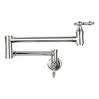 Wall-Mounted Pot Filler Faucet with Swivel Spout and Dual Handles
