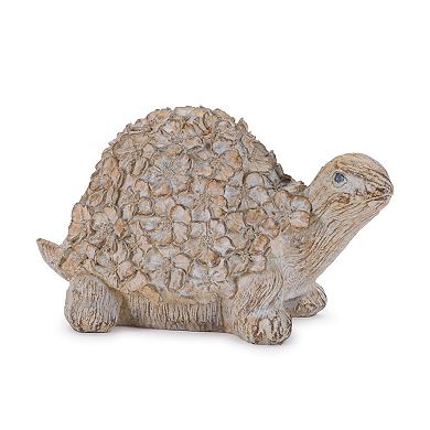 2pc Turtle and Snail Tabletop Decor with Floral Shell Details for Mantel, Console and Table Display