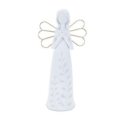 4Pc Angel Figurine Tabletop Decor Accents with Wired Wings, Etched Leaf Details for Mantel, Console