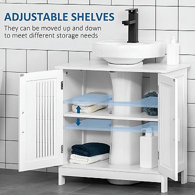 Under Sink Bathroom Storage Cabinet with U-Shaped Cutout and Adjustable Shelf