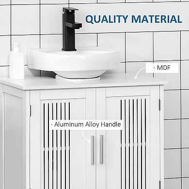 Under Sink Bathroom Storage Cabinet with U-Shaped Cutout and Adjustable Shelf