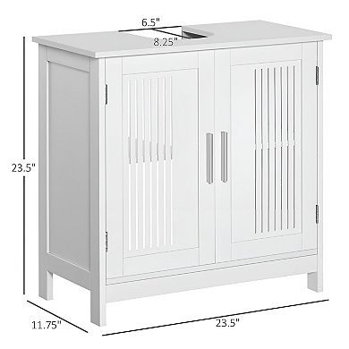Under Sink Bathroom Storage Cabinet with U-Shaped Cutout and Adjustable Shelf