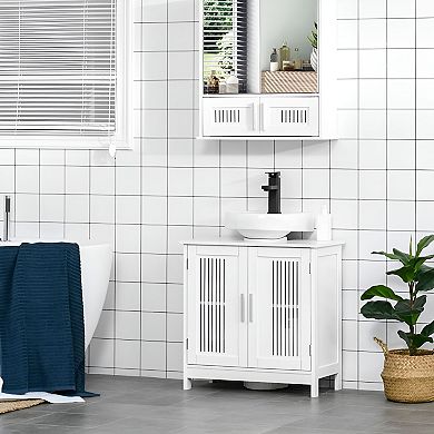 Under Sink Bathroom Storage Cabinet with U-Shaped Cutout and Adjustable Shelf