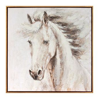 Framed Horse Canvas Wall Art Modern Horse Head Print Square Wall Decor for Living Room Bedroom