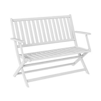 Folding Outdoor Bench Acacia Wood Patio Garden Seating Slatted Seat