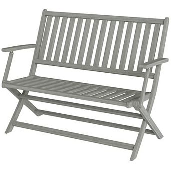 Folding Outdoor Bench Acacia Wood Patio Garden Seating Slatted Seat