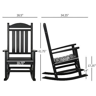 Outdoor Rocking Chair Set of 2 with Tall Back and Armrests