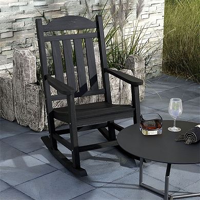 Outdoor Rocking Chair Set of 2 with Tall Back and Armrests