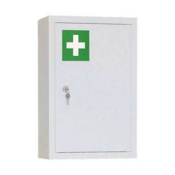 Wall Mounted Medicine Cabinet with Lock Metal First Aid Cabinet 3 Shelf