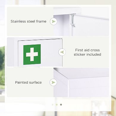 Wall Mounted Medicine Cabinet with Lock Metal First Aid Cabinet 3 Shelf