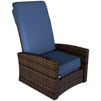 PE Rattan Swivel Recliner Chair with Cushions Outdoor Patio Chair