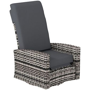 PE Rattan Swivel Recliner Chair with Cushions Outdoor Patio Chair