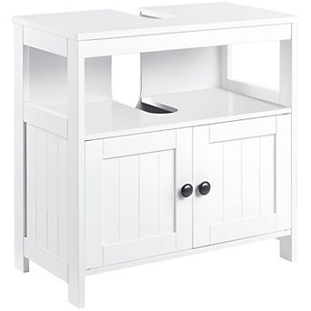 Under Sink Bathroom Storage Cabinet with Open Shelf and Doors, Space Saving Organizer