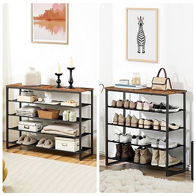 Multi Tier Shoe Organizer 5 Tier Rack with Top Surface for Entryway Bedroom Small Spaces