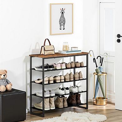 Multi Tier Shoe Organizer 5 Tier Rack with Top Surface for Entryway Bedroom Small Spaces