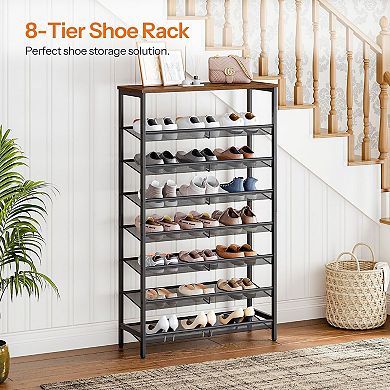 8 Tier Shoe Storage Rack with Adjustable Shelves, Metal Frame Shoe Organizer for Closet Entryway