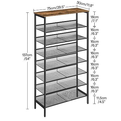 8 Tier Shoe Storage Rack with Adjustable Shelves, Metal Frame Shoe Organizer for Closet Entryway