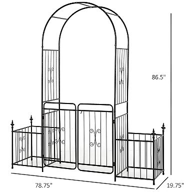 Garden Arch Arbor with Double Gates and Planter Boxes for Patio Lawn Entryway