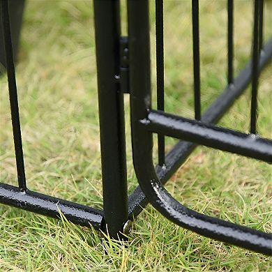 Garden Arch Arbor with Double Gates and Planter Boxes for Patio Lawn Entryway