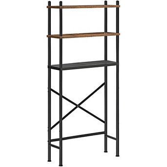 Vertical Toilet Storage Rack with 3 Adjustable Shelves, Open Metal Frame Shelf for Bathroom